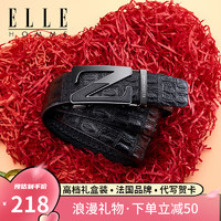 ELLE HOMME 法国男士皮带男腰带真皮自动扣鳄鱼纹 专柜礼盒902062枪色 115cm -130cm随机发（可指定/可修剪）