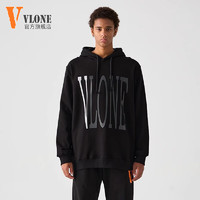 VLONE 大V连帽卫衣男秋季新款潮牌宽松休闲百搭长袖上衣男 黑色XM-VLW101银V S