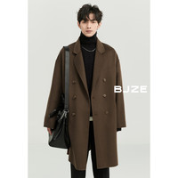 伯爵卓尔高级感70羊毛双面呢大衣男中长款2024秋冬通勤男装呢子外套 沙尘驼 XL