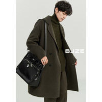 伯爵卓尔高级感70羊毛双面呢大衣男中长款2024秋冬通勤男装呢子外套 陨石黑（漆黑） 2XL 森林黑