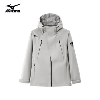 美津浓（MIZUNO）单层冲锋衣男春夏防水防风衣硬壳外套夹克登山服 03米白 5XL