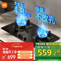 米家 MIJIA 小米智能燃气灶S2 嵌入式家用煤气灶双灶具4.8kW猛火 烟灶联动 底座可调节MJ01D液化气