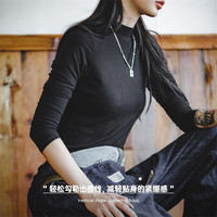 马登 美式半高领纯色修身显瘦长袖