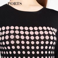 PORTS宝姿 女装简约圆领撞色针织连衣裙SA8K263RKE004 黑底粉点 S