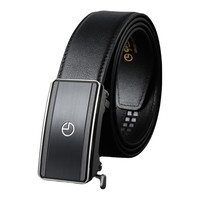 【内穿式头层牛皮】金利来不锈钢拉丝防指纹真皮自动扣腰带男