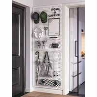 迎基圆孔洞洞板置物架货架钢多功能收纳挂袜子饰品五金工具挂板墙 奶油白 50*100【送20个10厘米挂钩】