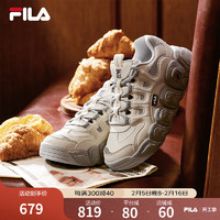 FILA 女鞋CROISSANT摩登运动鞋2024冬季可颂鞋老爹鞋 微白/银器灰-WA 38