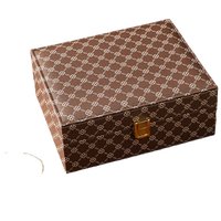 范爷家高端首饰盒女友新年大容量珠宝收纳盒耳钉项链戒指黄金饰品 复古首饰盒【咖啡色大号】