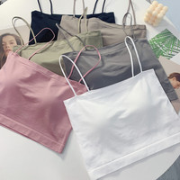 多菲尼森 dophnison 吊带背心女抹胸女士带胸垫一体外穿网红打底内搭内衣女 抹胸打底粉色+深灰色2件装 均码