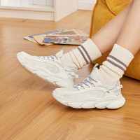 361° 361度运动鞋女鞋秋季网面透气厚底跑步鞋轻便休闲跑鞋 羽毛白/迷迭紫 39