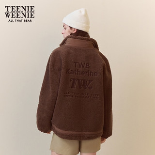 Teenie Weenie小熊棉服女秋冬简约舒适毛绒绒俏皮保暖外套女 棕色 160/S