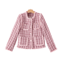 晚白2025春款时尚粗花呢通勤百搭小香风短款小个子外套女