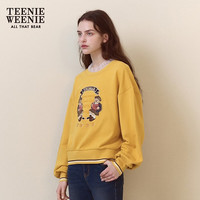 Teenie Weenie小熊春装季少女木耳边圆领套头卫衣设计感短款上衣女 黄色 165/M