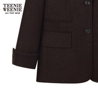 Teenie Weenie小熊西装外套女学院风复古撞色简约宽松西装外套女 棕色 165/M