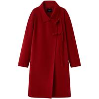 太平鸟女装冬季新中式双面呢大衣A1AAD4326 红色 XS