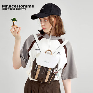 Mr.ace Homme 航海系列 百搭小众背包女复古迷你双肩包书包 咖啡棕 咖啡棕+航海挂件