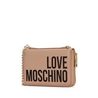 LOVE MOSCHINO 女士手拿包链条单肩包粉色字母印花皮革