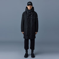 Mackage HARLEM男士工装时尚长袖连帽中长轻羽绒服