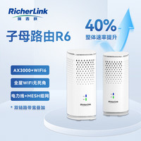 瑞吉联 RicherLink AX3000千兆无线子母全屋家用分布式路由器WIFI6电力猫信号放大器穿墙王 R6子母路由套装