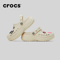Crocs卡骆驰贝雅云彩暖棉秋冬洞洞鞋女鞋户外厚底包头拖鞋|208708 冬日白套装-11S 36/37