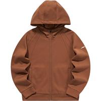 鸿星尔克 外套女春秋女士加绒连帽开衫卫衣针织运动服女装帽衫女款