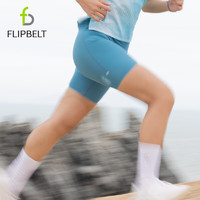 Flipbelt 女士压缩腰包短裤袋鼠裤3.0跑步比赛款吸湿排汗 冰河蓝 M