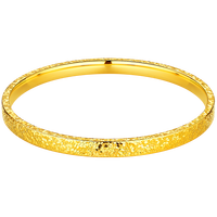 六福珠宝光影金足金一生一世爆闪碎碎冰黄金手镯 计价 58mm-约13.14克