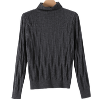 晚白【100%羊毛】百搭高领针织衫女2024冬款时尚高级感休闲气质毛衣 深灰色 M