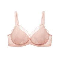 有棵树大胸显小内衣女聚拢超薄蕾丝防凸点防下垂大码显瘦文胸胸罩 桃织粉 34/75D