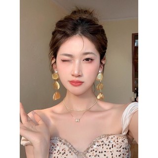 悍顿 听海~银杏叶流苏耳环女小众设计感气质夸张耳坠高级感独特耳饰品