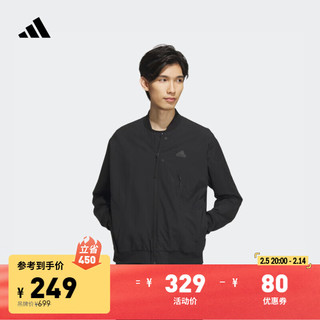 adidas 阿迪达斯 轻运动男装秋时尚运动飞行员领夹克外套IP4958 黑色 A/XS