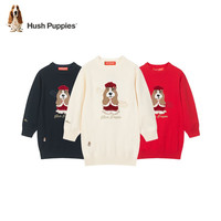 暇步士（Hush Puppies）【新年系列】童装儿童女大童冬印花舒适长袖连衣裙 藏蓝 155 偏大半码