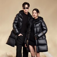 88VIP：雪中飞 黑曜石3.0系列25春秋新男女中长款羽绒服情侣保暖鹅绒加厚