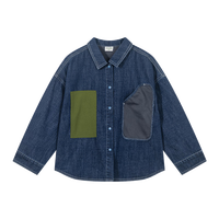 马·拉丁（M.Latin）/童装儿童衬衫24年春男大童户外工装不规则衬衫式外套 牛仔蓝 150cm