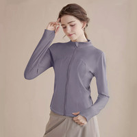 生活秀（Livex）瑜伽服女长袖外套跑步训练服速干紧身防晒运动衣 紫罗兰 M（95-105斤）