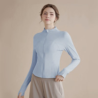 生活秀（Livex）瑜伽服女长袖外套跑步训练服速干紧身防晒运动衣 紫罗兰 清水蓝 XXL（130-160斤）