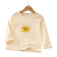 真维斯男童2024春秋舒适简约套头百搭小太阳男儿童长袖T恤GD 杏色2170 110cm