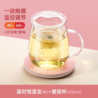 小花壶茶杯恒温套装 500毫升+粉色恒温器 500ml