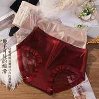 DE VERLI 3条装镂空缎面7A抑菌棉裆女士内裤