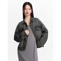 太平鸟女装仿麂皮时尚小香风上衣撞色简奢风新中式外套合集 牛仔蓝摩登时尚外套 L