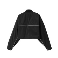 太平鸟女装仿麂皮时尚小香风上衣撞色简奢风新中式外套合集 黑色品质撞色短外套 L