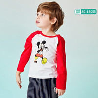 迪士尼宝宝（Disney Baby）春季童装男女儿童时尚休闲透气百搭儿童长袖T恤 211S1483大红 140