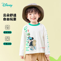 迪士尼宝宝（Disney Baby）春季童装男女儿童时尚休闲透气百搭儿童长袖T恤 ZD1ES019白绿 110