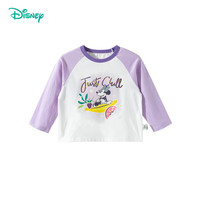 迪士尼宝宝（Disney Baby）春季童装男女儿童时尚休闲透气百搭儿童长袖T恤 ZD1ES008糖果紫 90