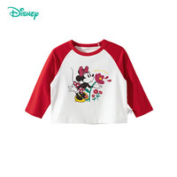 迪士尼宝宝（Disney Baby）春季童装男女儿童时尚休闲透气百搭儿童长袖T恤 ZD1ES008大红 130