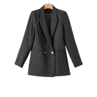 晚白2025春季新款时尚简约气质上衣百搭休闲翻领纯色西装外套女