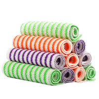 家优梦 竹纤维洗碗布家用厨房刷碗布洗碗巾加厚去油抹布家务清洁抹布 彩条 18×23cm