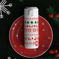 悠乐 YOULET 超轻旋薄不锈钢弹跳盖保温杯学生女简约水杯子男可爱少女便携杯子 圣诞麋鹿350ML