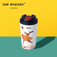 CUP MYSTERY 手绘创意咖啡保温杯卡通桌面杯陶瓷内胆健康办公室饮水杯子便携 黑色