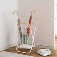 亚思特 雨伞收纳架家用门口放伞神器落地简约网红挂放伞架可沥水装伞架子 白架转木纹管12孔雨伞架